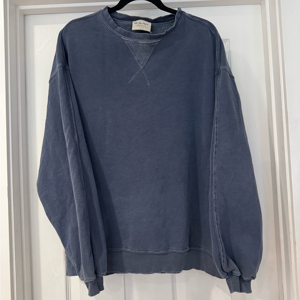 Free People Blue Crewneck Sweatshirt Relaxed Fit